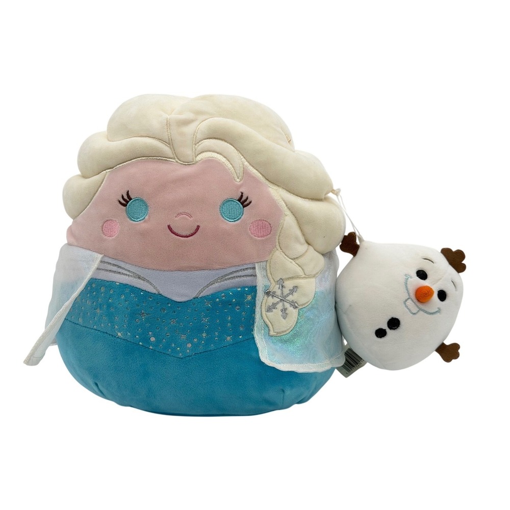 Disney Squishmallows Elsa Frozen With Olaf 12" Plush Toy Blue‎ Shimmer Cape
